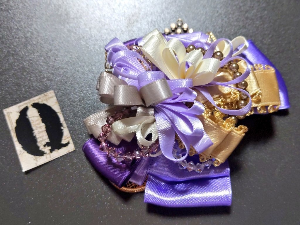 リボンコサージュ兼ペンレスト(基本インクで染めれます)6月7月8月9月新作