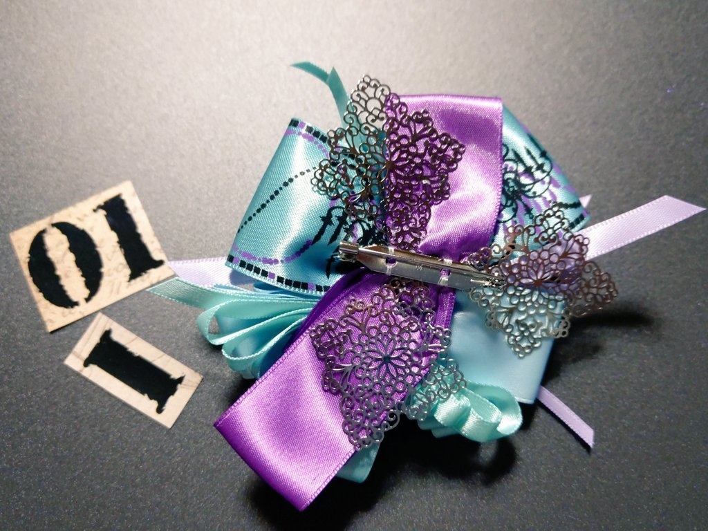 リボンコサージュ兼ペンレスト(基本インクで染めれます)6月7月8月9月新作