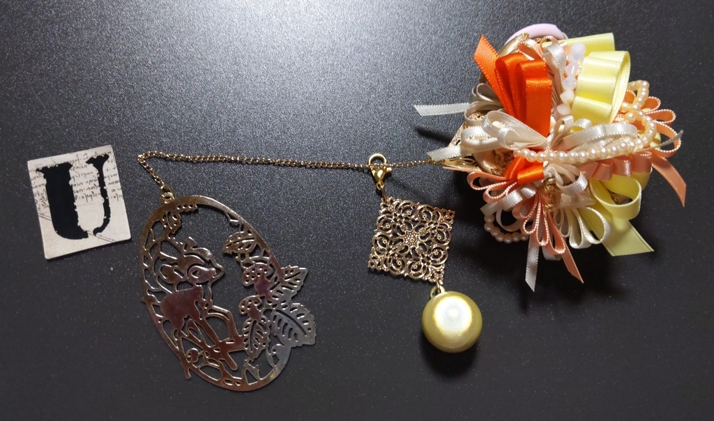 リボンコサージュ兼ペンレスト(基本インクで染めれます)6月7月8月9月新作