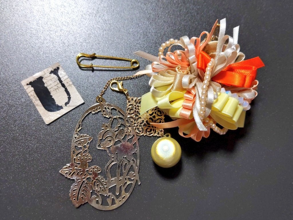 リボンコサージュ兼ペンレスト(基本インクで染めれます)6月7月8月9月新作