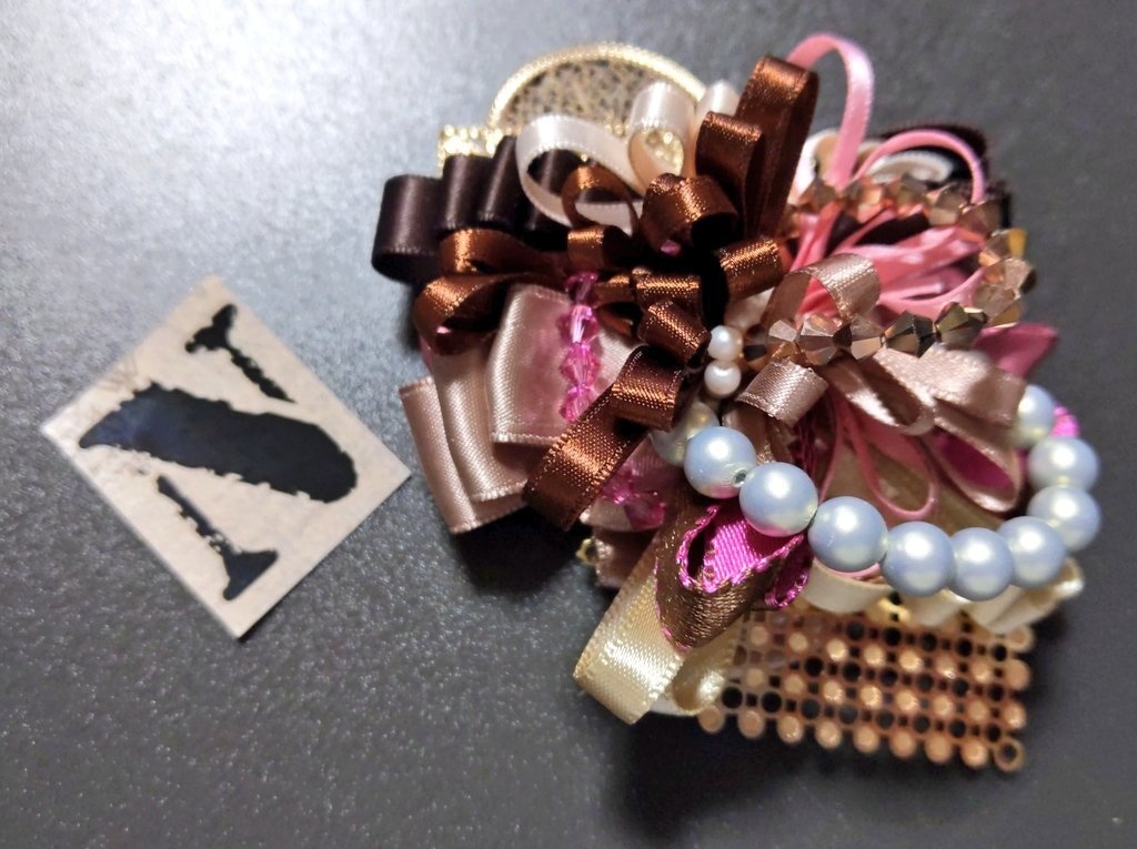 リボンコサージュ兼ペンレスト(基本インクで染めれます)6月7月8月9月新作