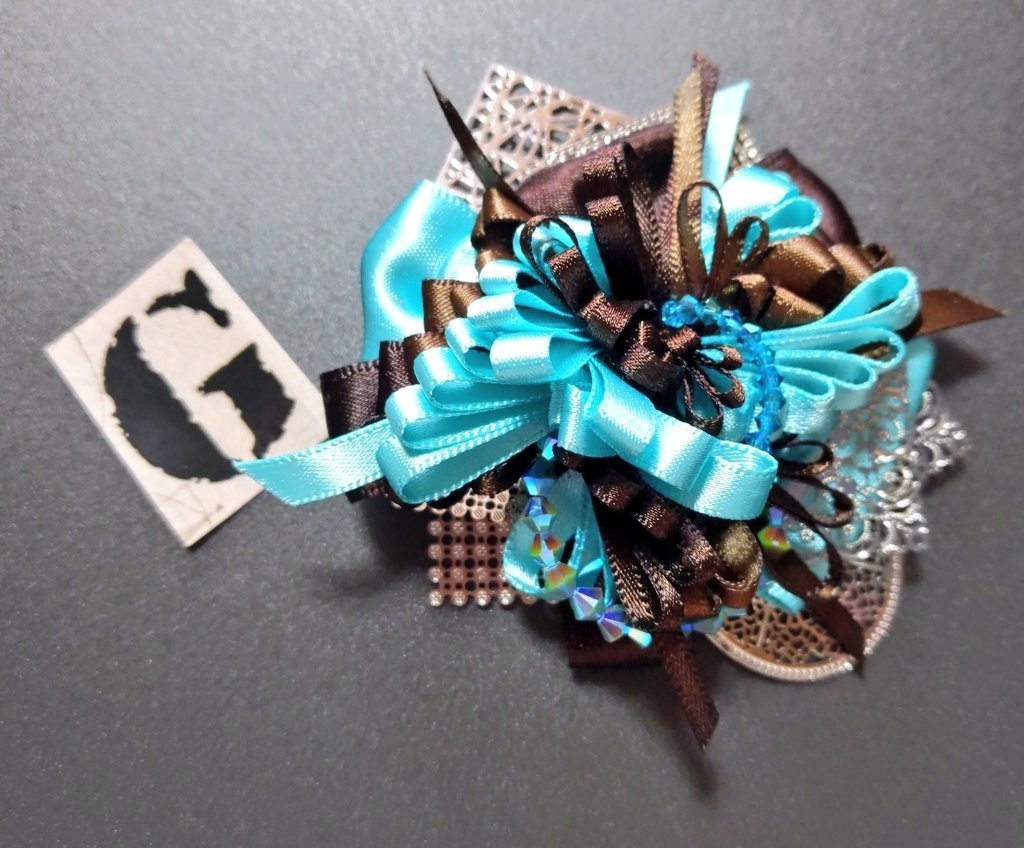 リボンコサージュ兼ペンレスト(基本インクで染めれます)6月7月8月9月新作