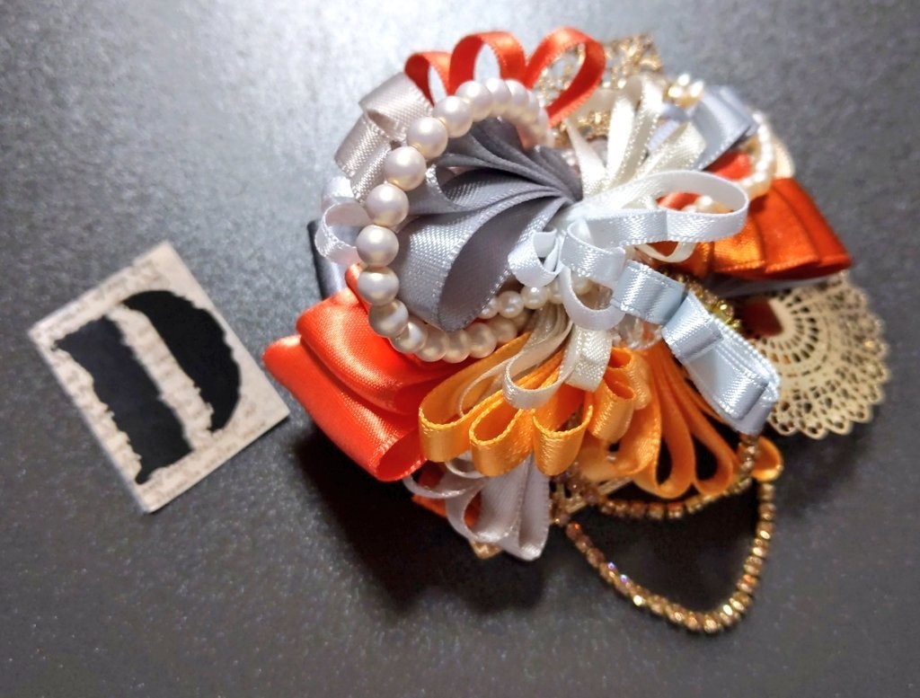 リボンコサージュ兼ペンレスト(基本インクで染めれます)6月7月8月9月新作