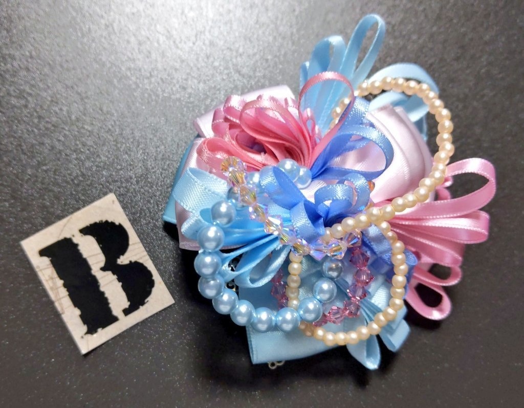 リボンコサージュ兼ペンレスト(基本インクで染めれます)6月7月8月9月新作