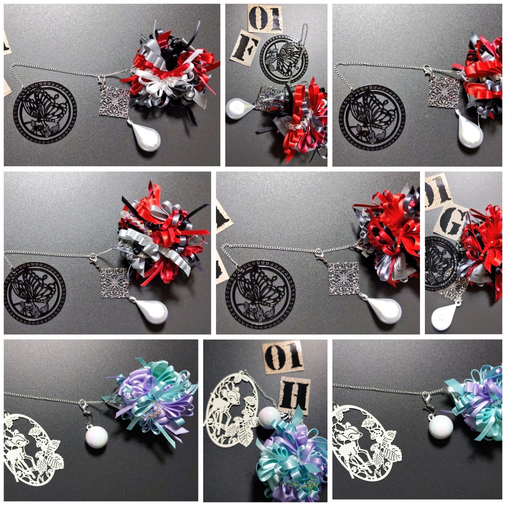 リボンコサージュ兼ペンレスト(基本インクで染めれます)6月7月8月9月新作