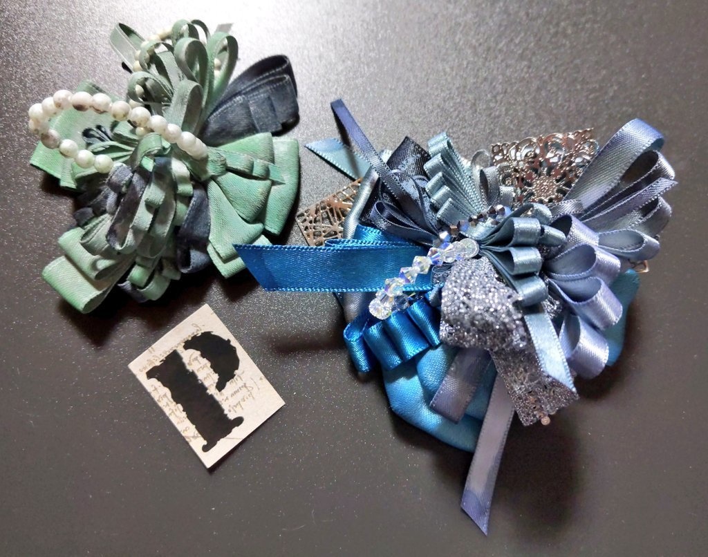 リボンコサージュ兼ペンレスト(基本インクで染めれます)6月7月8月9月新作