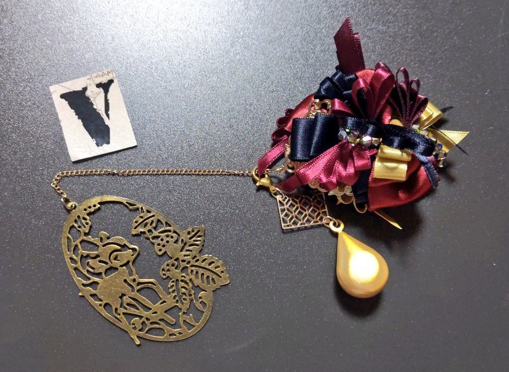 リボンコサージュ兼ペンレスト(基本インクで染めれます)6月7月8月9月新作