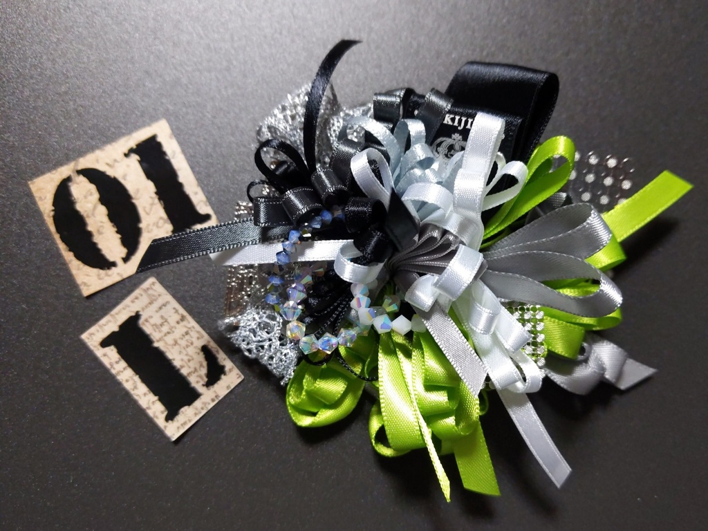 リボンコサージュ兼ペンレスト(基本インクで染めれます)6月7月8月9月新作