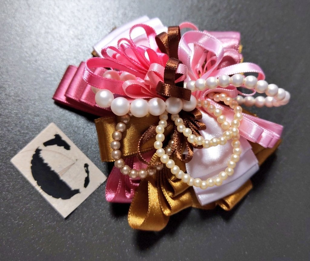 リボンコサージュ兼ペンレスト(基本インクで染めれます)6月7月8月9月新作