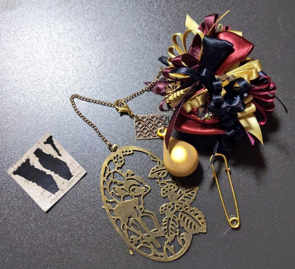 リボンコサージュ兼ペンレスト(基本インクで染めれます)6月7月8月9月新作