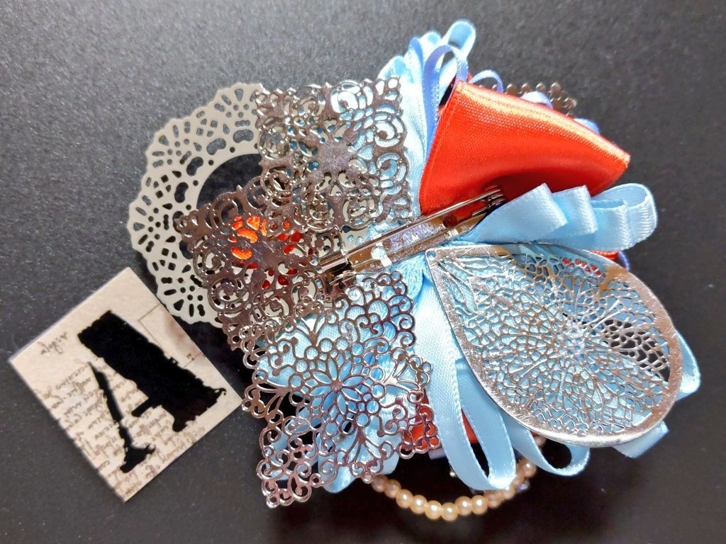 リボンコサージュ兼ペンレスト(基本インクで染めれます)6月7月8月9月新作