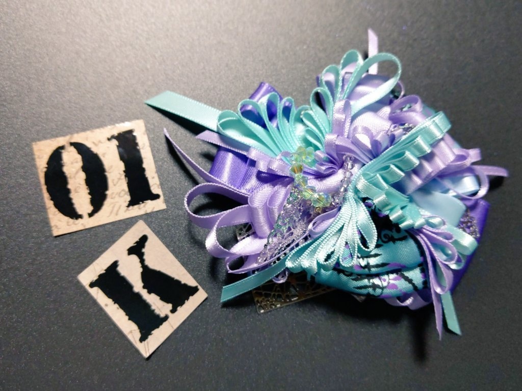 リボンコサージュ兼ペンレスト(基本インクで染めれます)6月7月8月9月新作