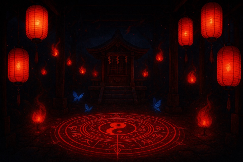 和幻想 背景素材&TCG素材パック ─ 闇と和が織りなす背景、幻想フレーム