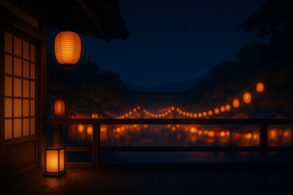 【和×秋夜】配信用背景+透過小物+秋雨APNG/WEBM|秋灯の縁側(商用可)