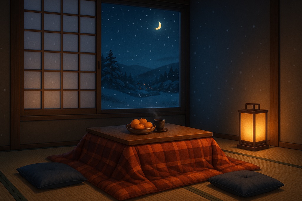 【和×冬夜】配信用背景+透過小物+降雪APNG/WEBM|冬灯の縁側(商用可)