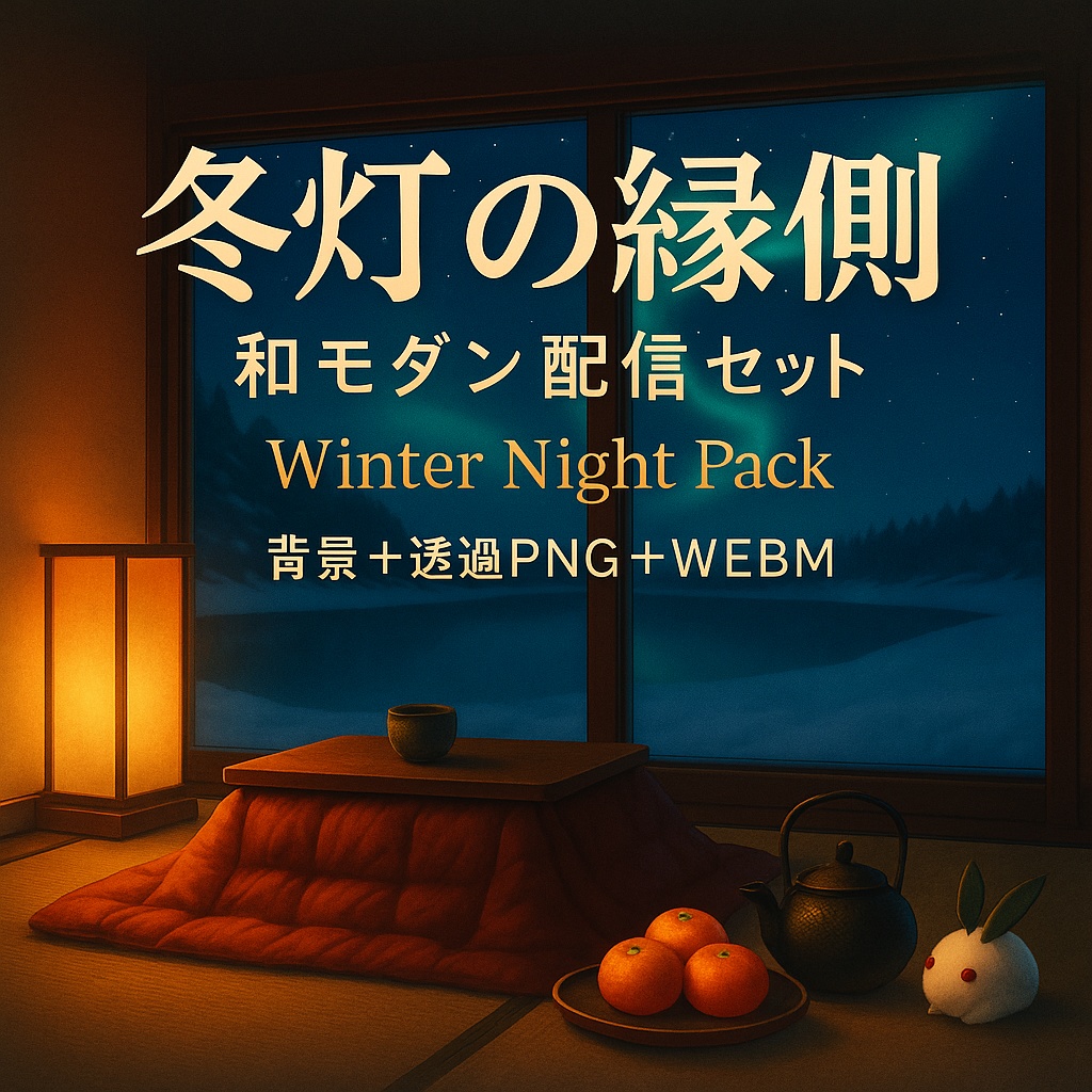 【配信セット：背景＋透過素材＋アニメーション】冬灯の縁側｜和モダン配信セット – Winter Night Pack