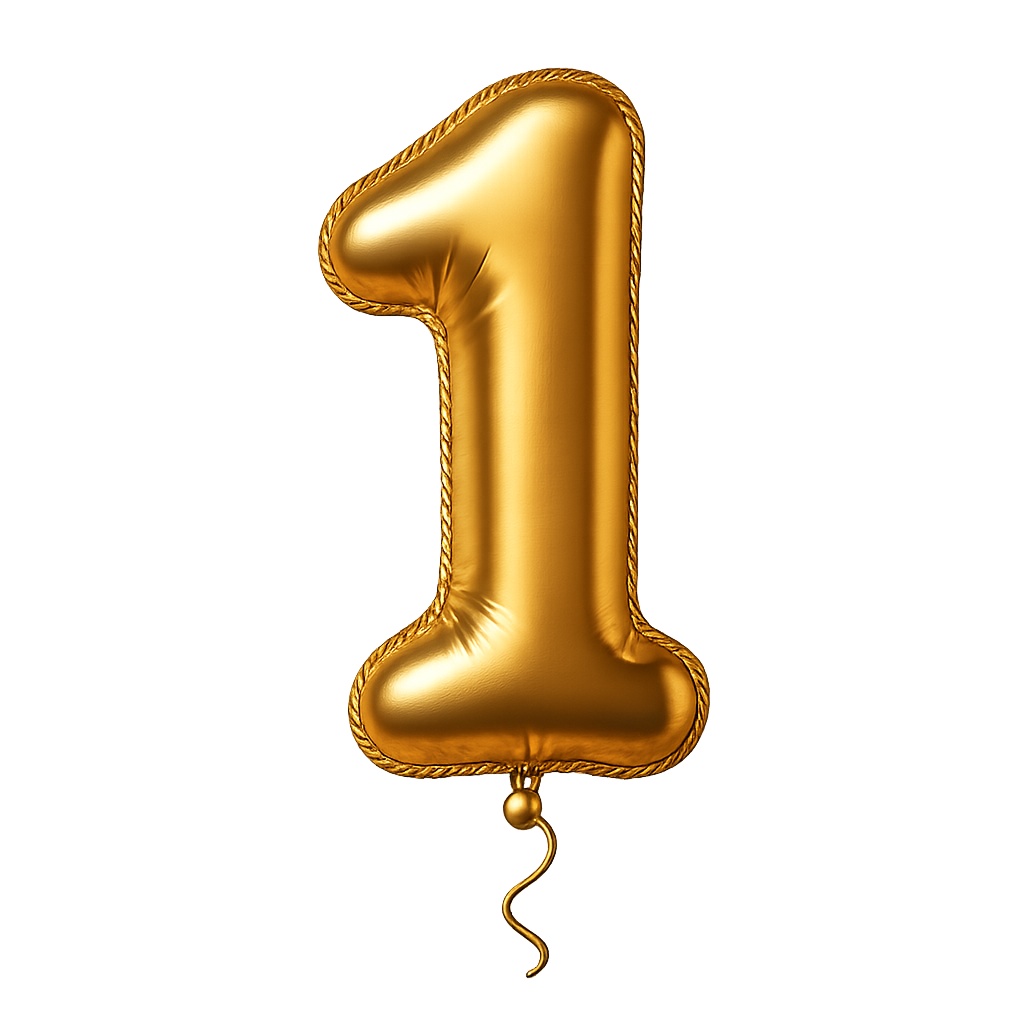 【無料】配信用ゴールド・バルーン文字|数字0–9+th/ヶ月/年/記念/時間/耐久 透過PNG