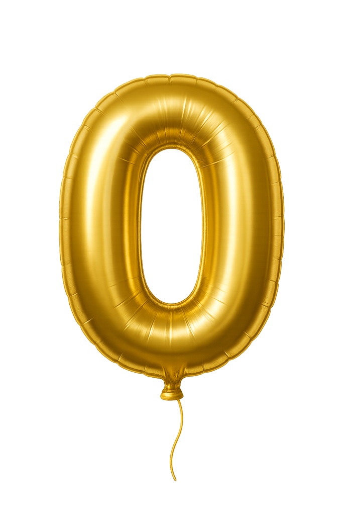 【無料】配信用ゴールド・バルーン文字|数字0–9+th/ヶ月/年/記念/時間/耐久 透過PNG