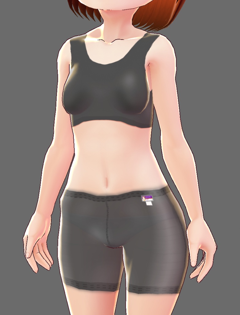 【Vroid】 スポブラ、一分丈スパッツ(ノーマルカラー)【無料】