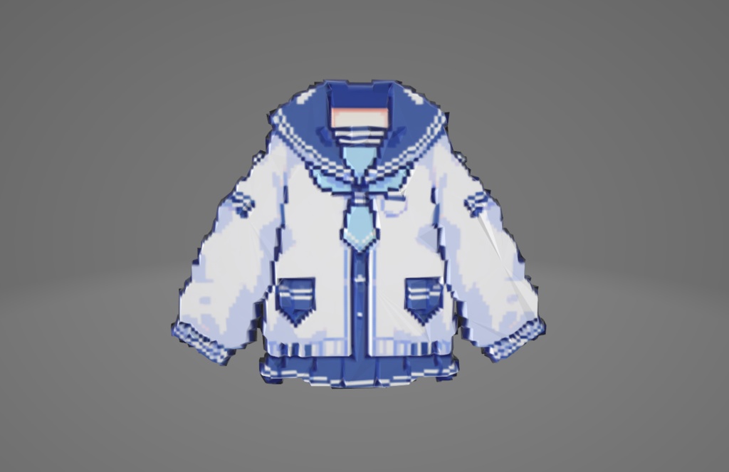 セーラー服の3Dモデル（ピクセル）