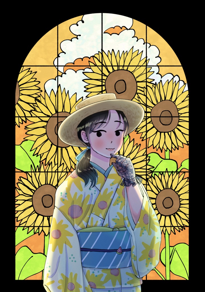 クリアポストカード 黄色/青色