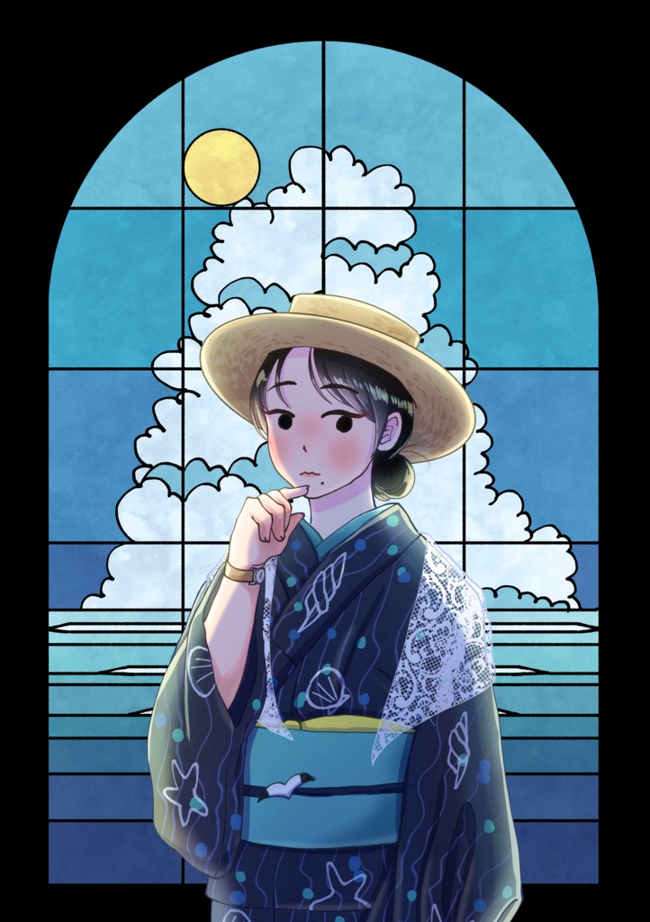 クリアポストカード 黄色/青色