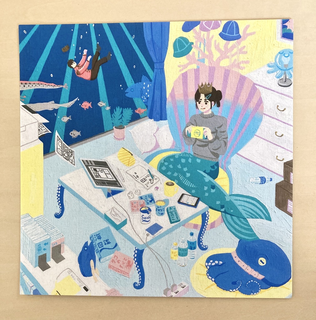 正方形イラストカード【海底暮らし】