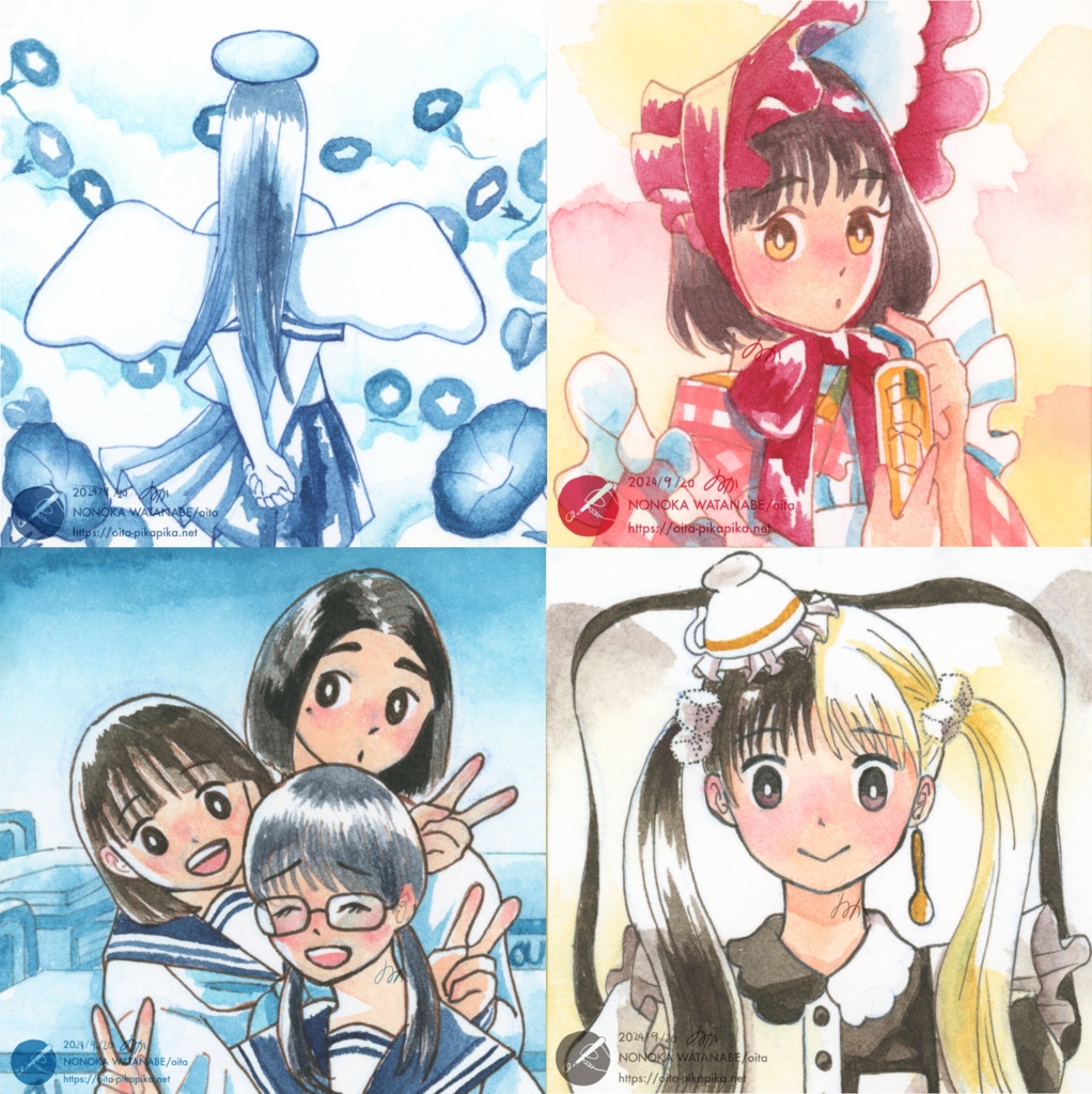 ミニ色紙4枚【名古屋コミティア65 新作】