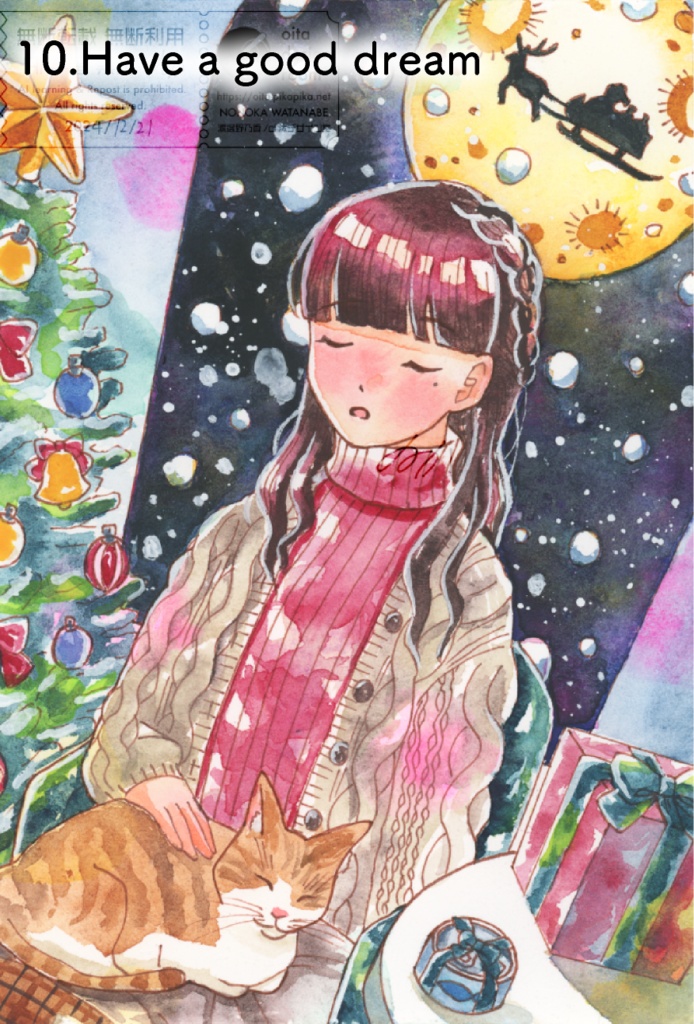 約A5サイズのフルカラーイラスト11種【透明水彩アナログ原画】