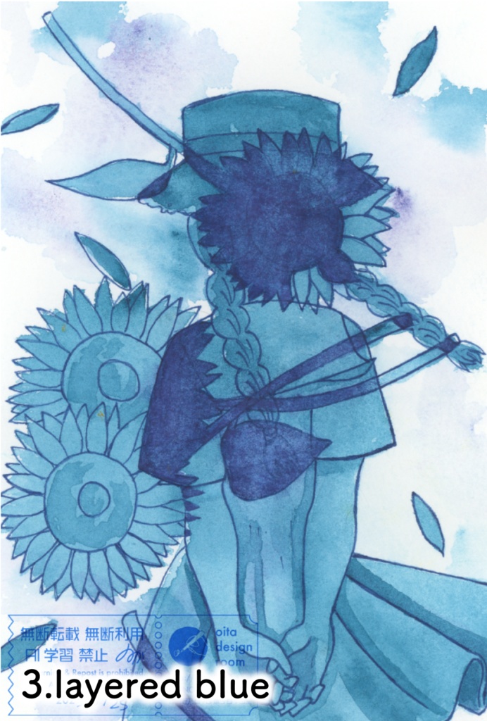 個展「夏がはじまる」新作"未"額装原画8種【透明水彩アナログ原画】