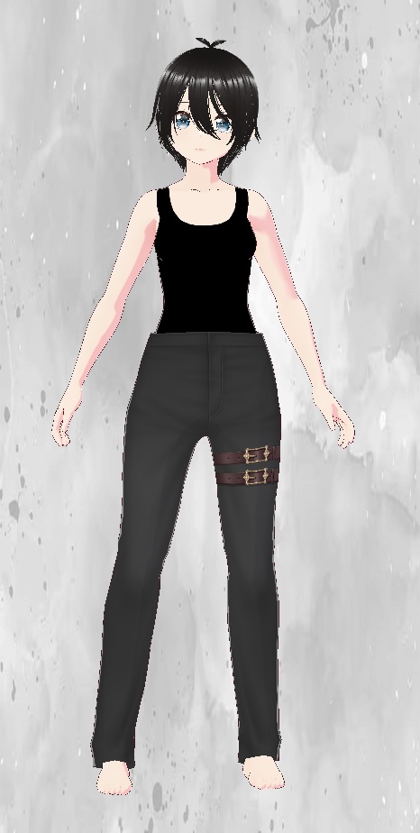 Black double strap pants