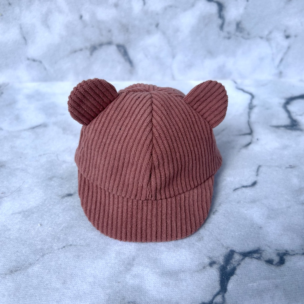 ちびぐるみ用クマ耳キャップ（スモーキーピンク）