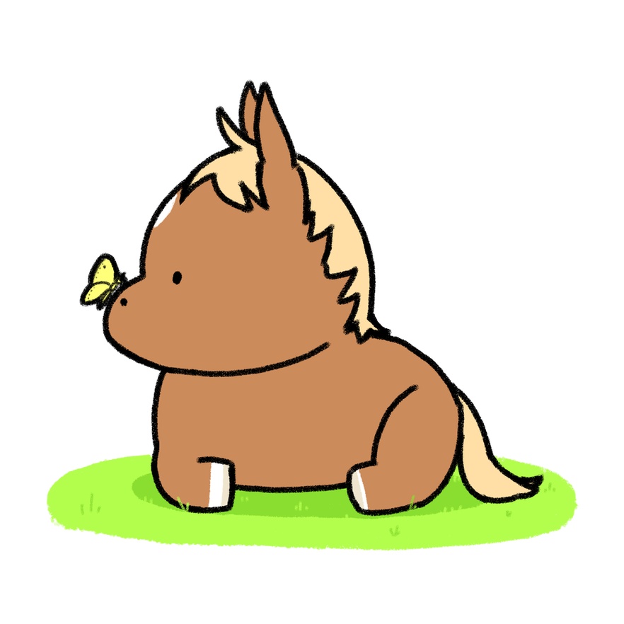 もちもちしたうまのダイカットステッカー