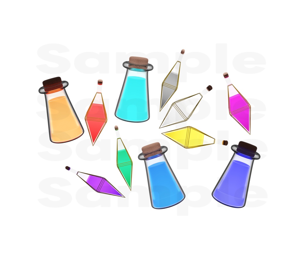 【TRPG素材 無料】色々ポーション(発光なしver) 素材【商用利用可能】