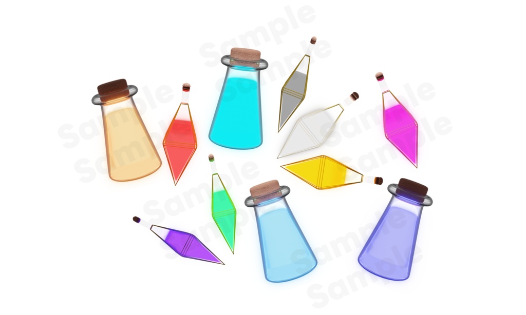 【TRPG素材 無料】色々ポーション(発光ver) 素材【商用利用可能】