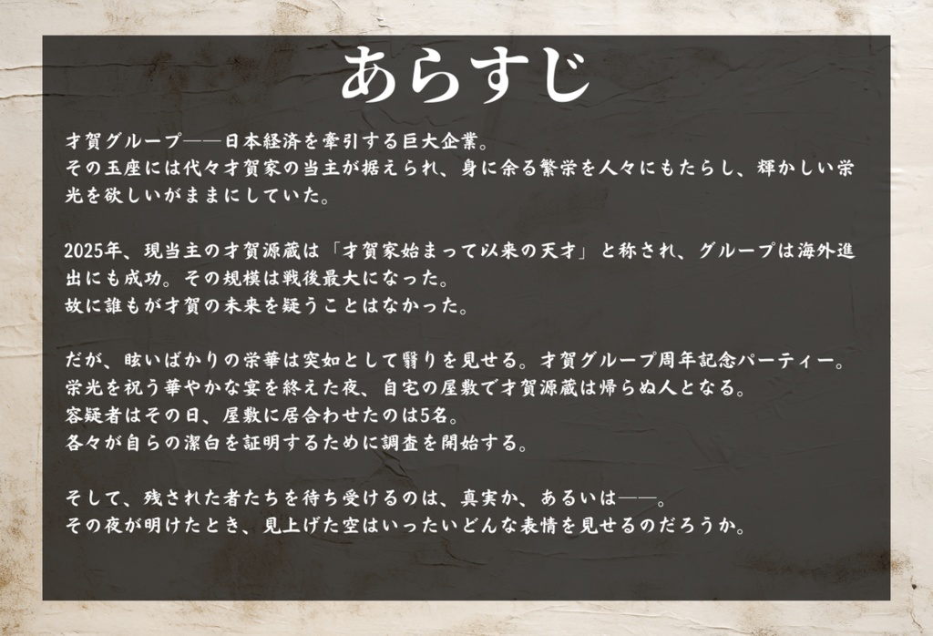 マーダーミステリー「共犯者」【マーダーミステリーOnline】