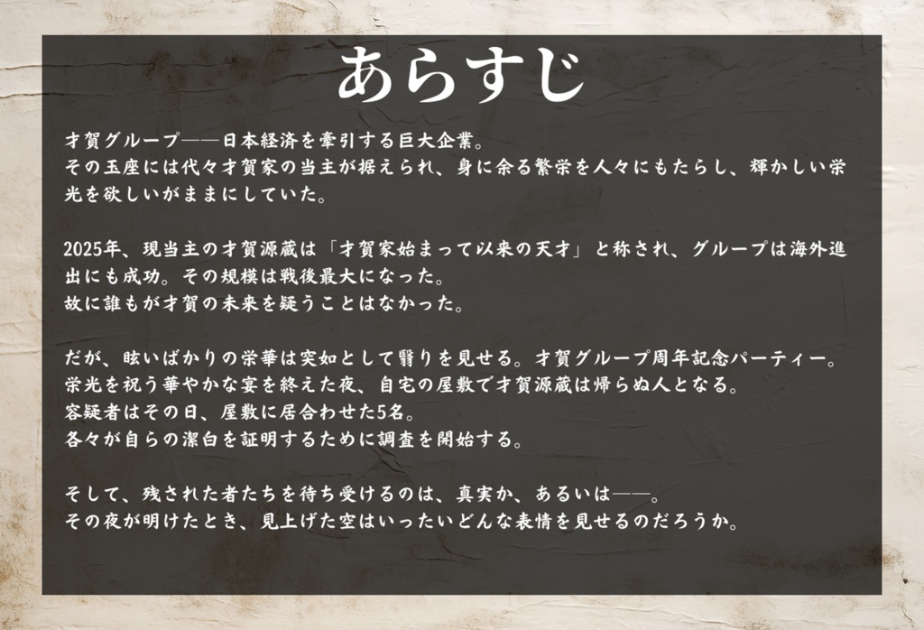 マーダーミステリー「共犯者」【マーダーミステリーOnline】