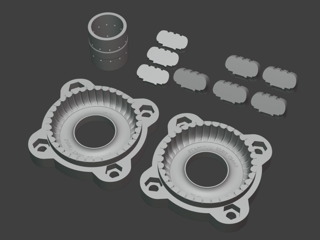 タミヤ ワイルドウイリーM38 パドルタイヤの金型 【STLデータ】