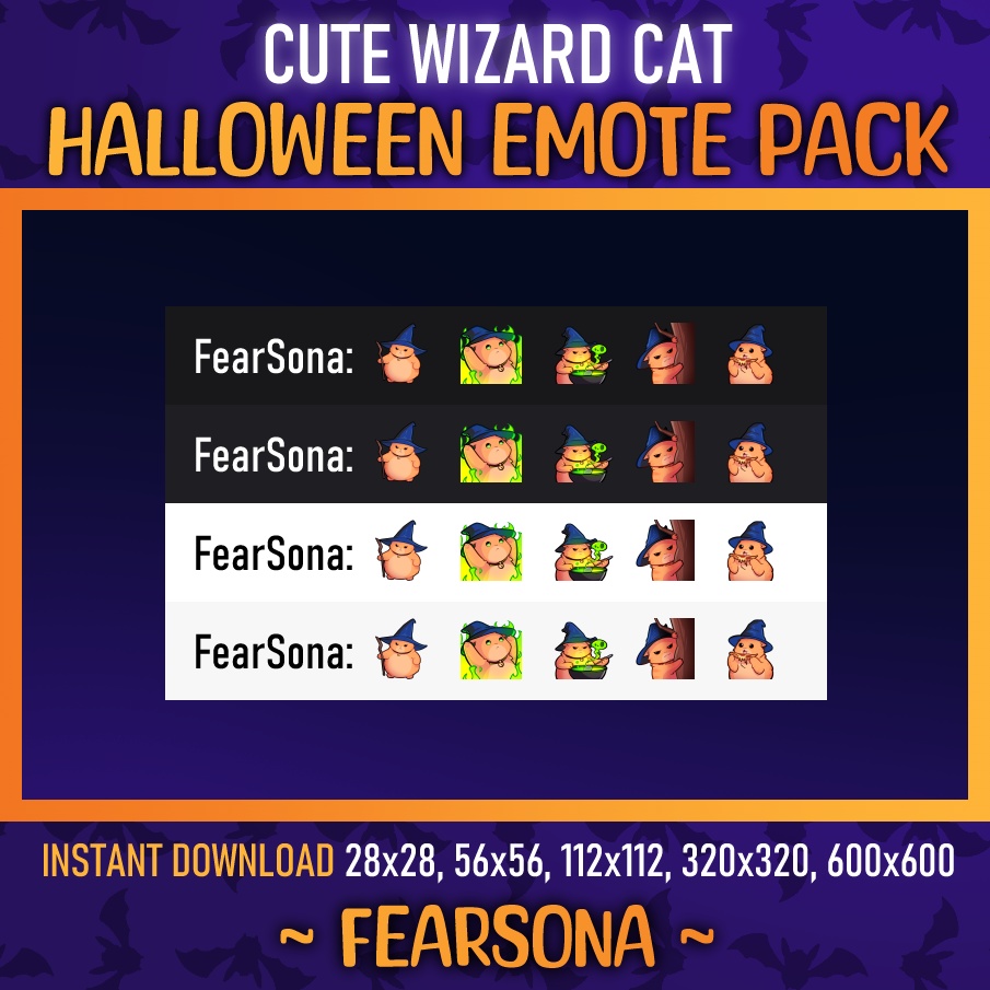 【Twitch Emote】5 Cat Wizard Emotes/Badges バッジ