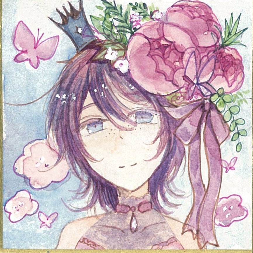 ミニ色紙原画　Flowering