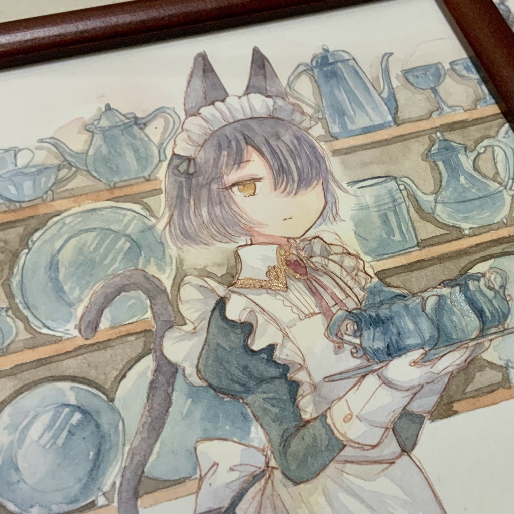 額装原画 黒猫メイド