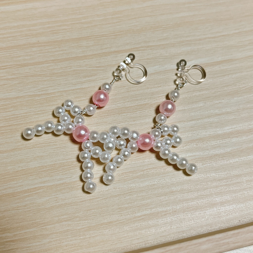 パールリボンピアス/ノンホールピアス