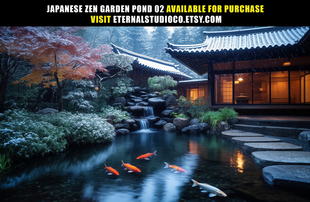 【動く背景】和風庭園と池 - 癒しの自然風景と錦鯉 | Animated Background - Japanese Zen Garden Pond, Relaxing Nature Stream, Vtuber Twitch Youtube Overlay