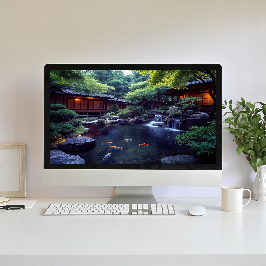 【動く背景】和風庭園と池 - 癒しの自然風景と錦鯉 | Animated Background - Japanese Zen Garden Pond, Relaxing Nature Stream, Vtuber Twitch Youtube Overlay