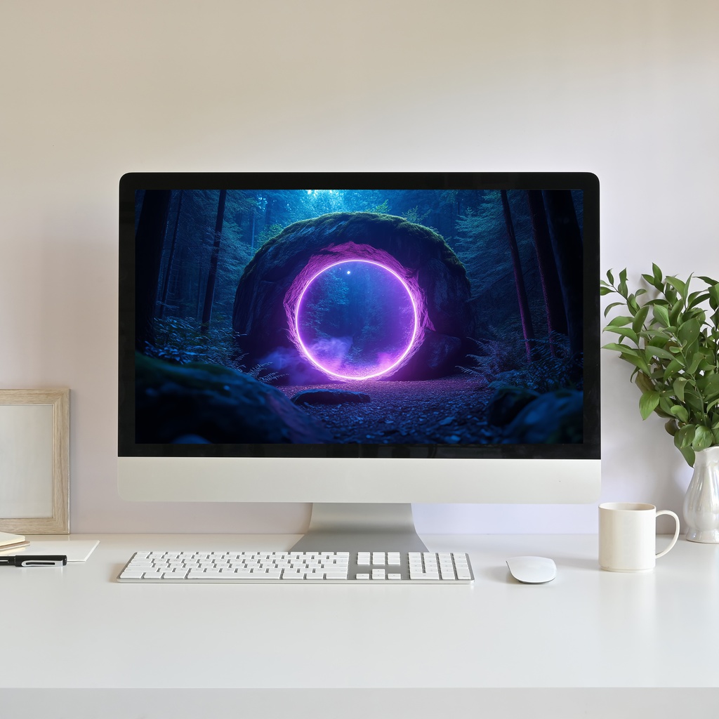 【動く背景】ポータル 03 - 紫の魔法のリング | Animated Background - Sci-Fi Fantasy Portal, Purple Magic Ring, Glowing Forest, Vtuber Stream Overlay