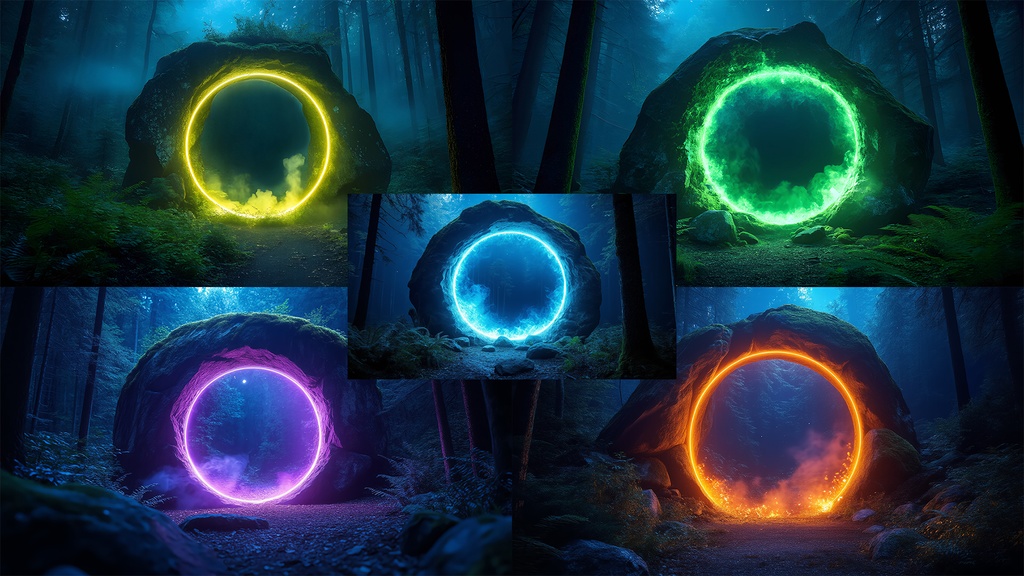 【動く背景】ポータル 5種セット - 幻想的な魔法のリング | Animated Background Bundle - 5 Portals Pack, Sci-Fi Fantasy Wormhole Rings, Vtuber Stream Overlay