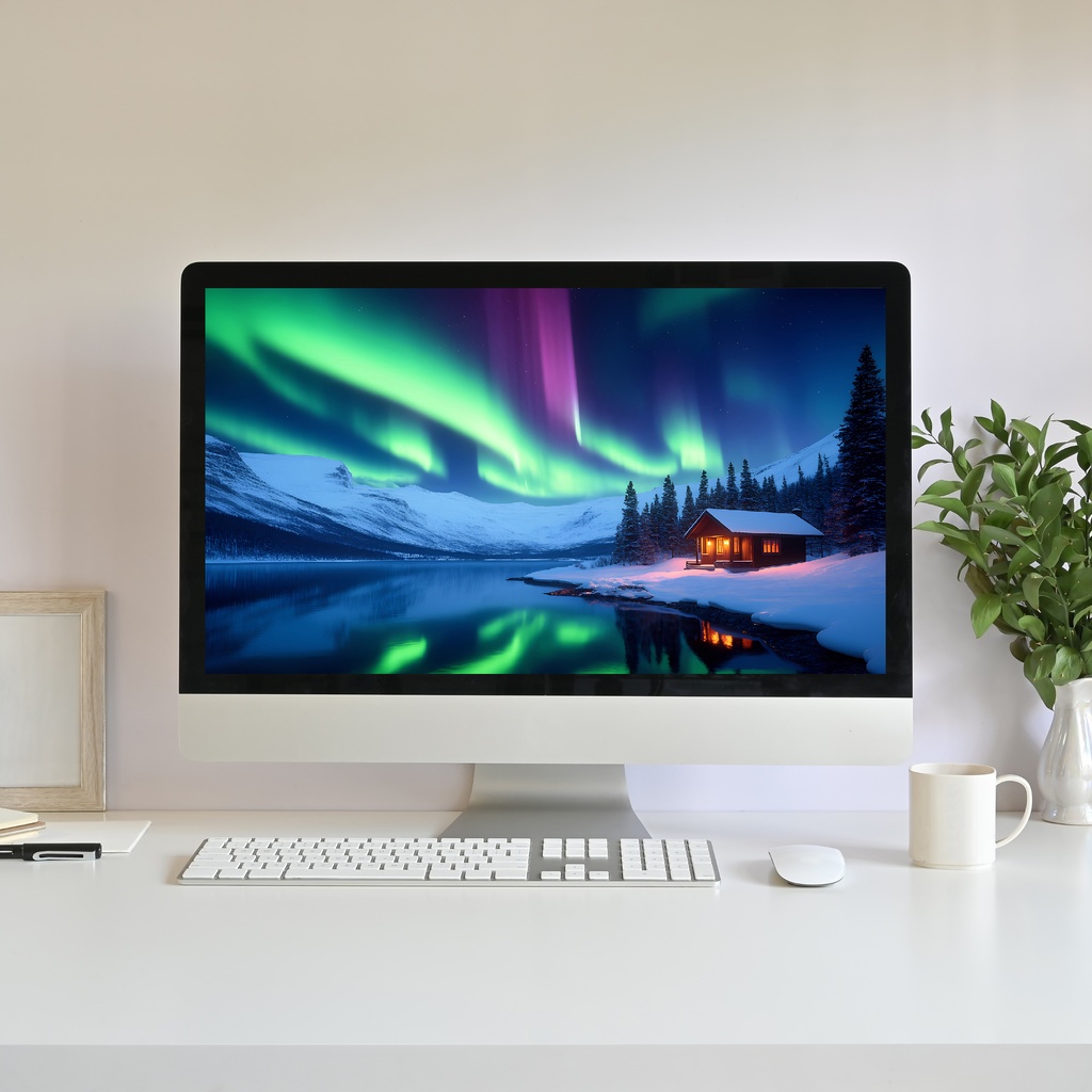 【動く背景】オーロラ輝く冬の湖畔 01 | Animated Background - Northern Lights Winter Lakeside, Snow, Arctic, Vtuber Stream Overlay