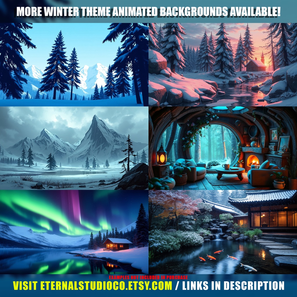 【動く背景】オーロラ輝く冬の湖畔 01 | Animated Background - Northern Lights Winter Lakeside, Snow, Arctic, Vtuber Stream Overlay