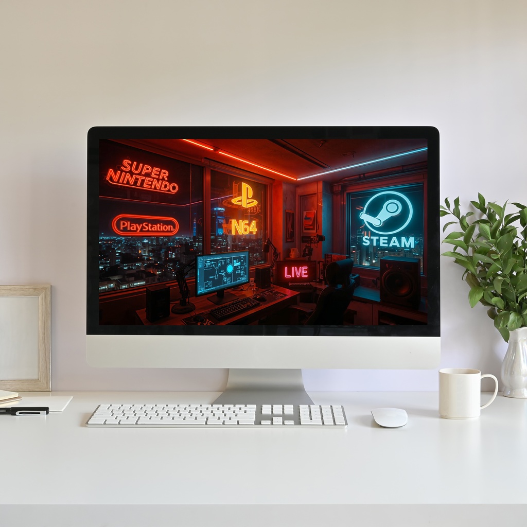 【動く背景】サイバーパンク・ゲーミングルーム - レッド・ワークステーション | Animated Background, Cyberpunk Gamer Room, Neon Red Studio, Night Cityscape, Vtuber Stream Overlay Loop