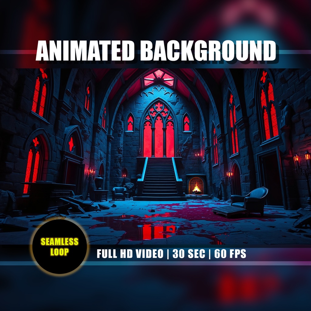 【動く背景】ゴシック・ヴァンパイアの隠れ家 | Animated Background, Gothic Room, Spooky Vampire Lair, Horror Halloween, Vtuber Stream Overlay Loop